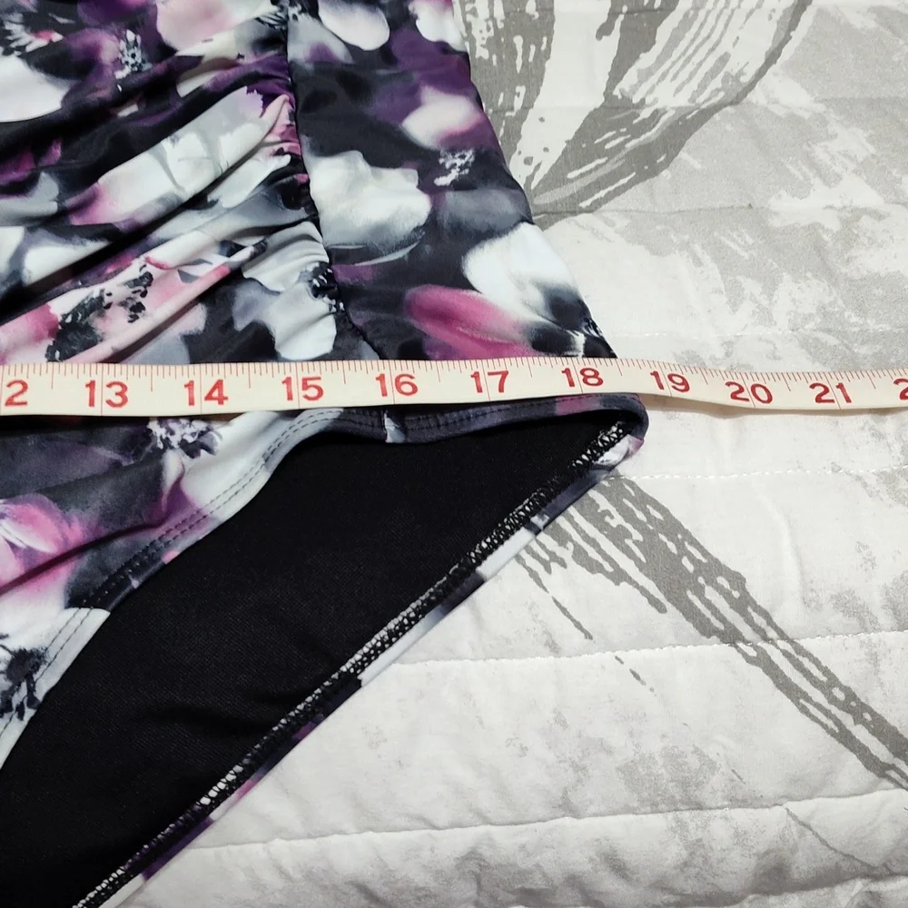 Aqua Eve Purple, White and Black Floral One Piece Swimsuit, Size 18 (NWOT) - Picture 8 of 11